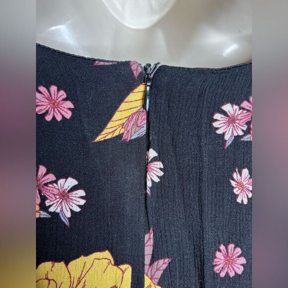 Dress Altar'd State Juliette Yellow Black Floral Boho Bell Sleeve Size Medium - Picture 8 of 13